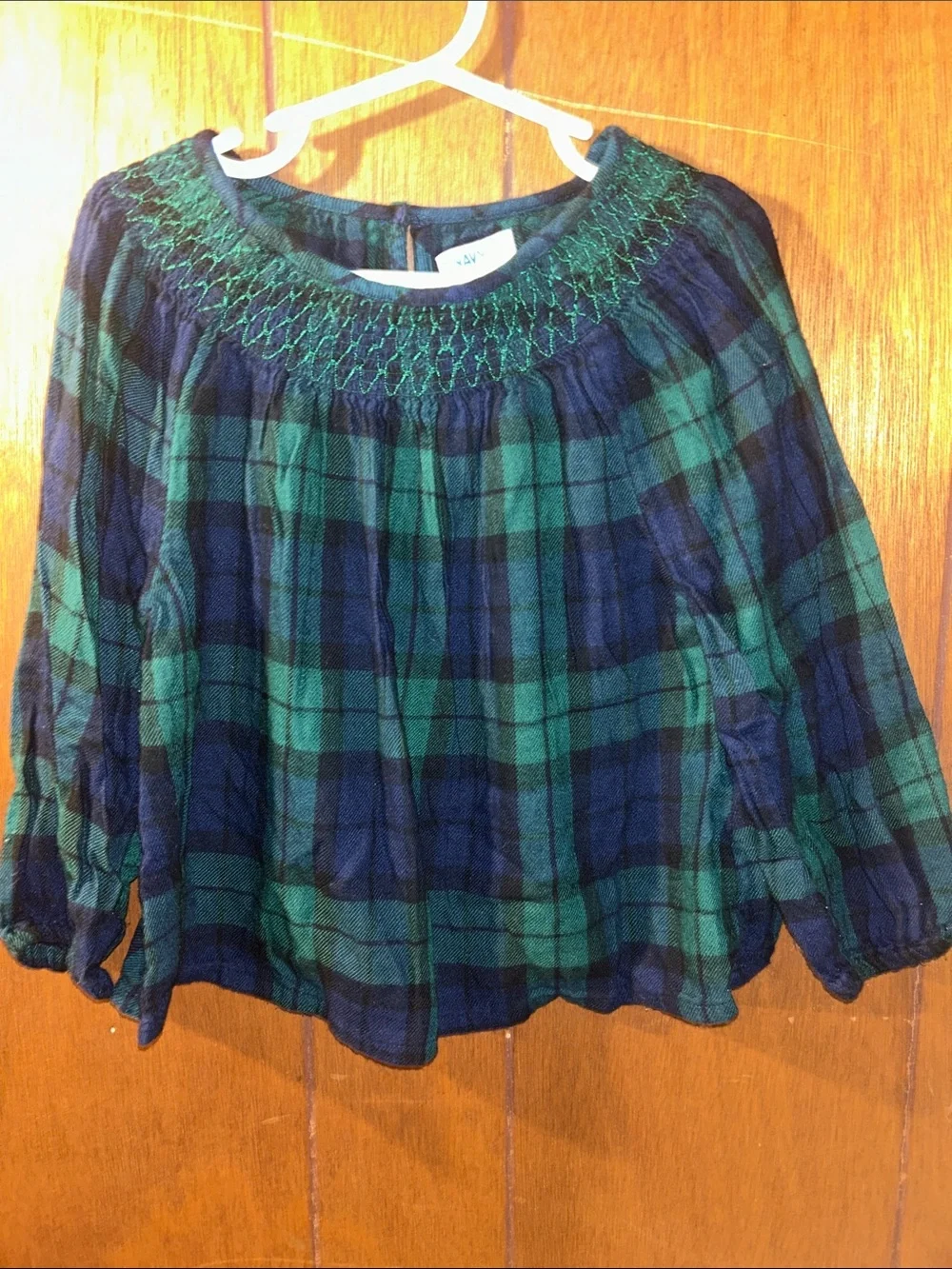 5/$20 Old Navy | Plaid Smocked Neck Peasant Top
